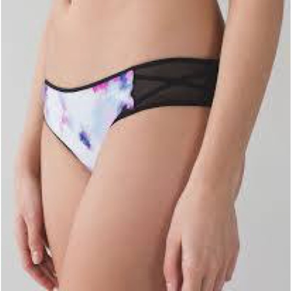 lululemon athletica White Floral & Black Mesh Bikini Bottoms, no size tag